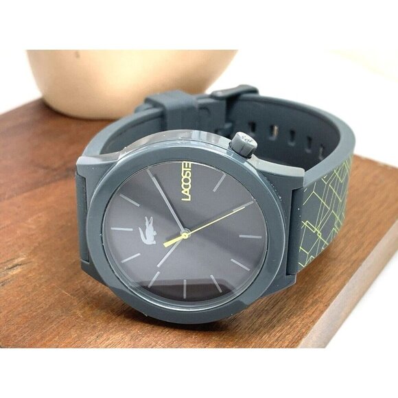Lacoste Men's Watch 2010958 Quartz Yellow Gray Dial Rubber Band 42mm - Picture 7 of 13